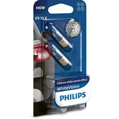 Immagine di Philips WhiteVision Effetto Xenon H6W lampada auto 12036WHVB2, blister doppio