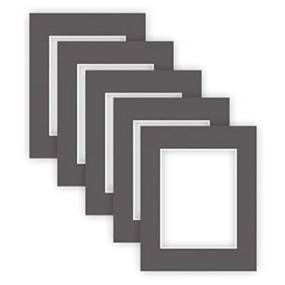 Immagine di nielsen Conservation Passepartout Cartone 1,5 mm, Set di 5, Formato Esterno 24x30 cm per Immagine 15x20 cm, Grigio Grafite con Struttura