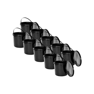 Immagine di Secchio di plastica alimentare Nipter con coperchio, nero, 5L x 20 pezzi