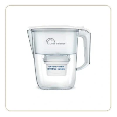 Immagine di LITTLE BALANCE 8591 Caraffa filtrante trasparente + 1 filtro, riduce microplastiche, cloro, calcare e altre impurità, 2,5 l, portata ultra veloce, plastica senza BPA, bianco