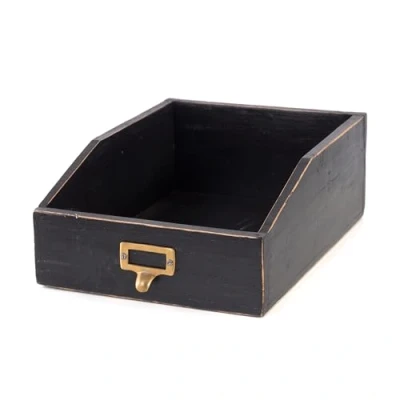 Immagine di Vassoio portadocumenti Carta 33 cm, in legno di mogano organizer da ufficio, scrivania, legno, con lavagna, scrivania Colore: 09 voodoo nero