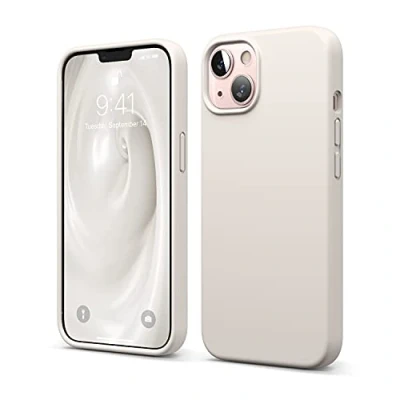 Immagine di elago Cover Silicone Liquido Compatibile con iPhone 13 Case (6.1&quot;), Premium, Protezione Completa Antiurto a 3 Strati, Custodia in Morbida Microfibra Antigraffio (Pietra Beige)