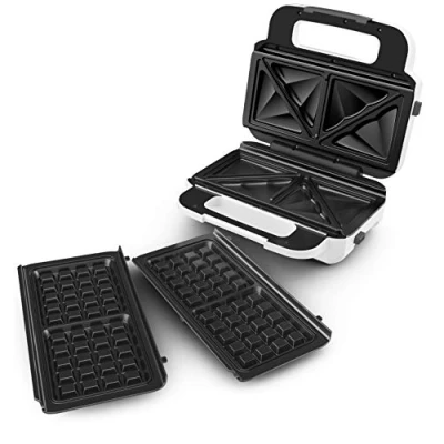 Immagine di TEFAL Macchina per toast e waffle Snack XL, 850 W, piastre rimovibili extra profonde grandi, multifunzione, waffle, toast, riscaldamento rapido, rivestimento antiaderente, contenitore verticale SW701110