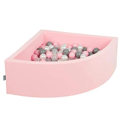 Immagine di KiddyMoon 90X30cm/300 Palline Piscina di Colorate ∅7Cm per Bambini Quarto Angolare in EU, Rosa: Perla/Grigio/Trasparente/Rosa Chiaro