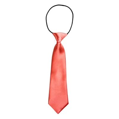 Immagine di DonDon Cravatta da bambino ragazzo effetto seta lucida 7,0 cm di larghezza con elastico color salmone