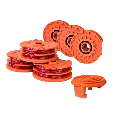 Immagine di Bobine Di Ricambio Per Tosaerba, 7 Pezzi Del Cavo Bobina Compatibile Con Worx Wa0007 Trimmer Bordo Cordone Ricambi 10m Lunghezza 50022833 Copri (6 1 Tappi)