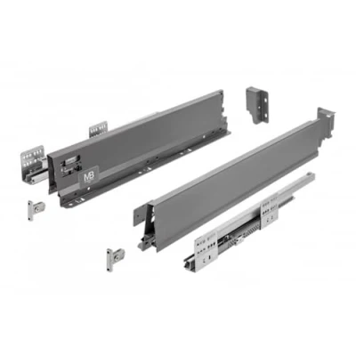 Immagine di GTV Modern Box Pro guide per cassetti I L = 450 mm H 84 antracite cassetto con chiusura silenziosa sincronizzazione del percorso delle carico fino a 40 kg PB MBPRO KPL450A