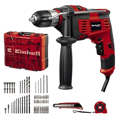 Immagine di Einhell set trapano a percussione TC ID 1000 e Kit +64 (1010 W, regolazione giri elettronica, mandrino autoserrante da 13 mm, n. percussioni 48.000 min 1, accessori 64 pz. valigetta inclusi)