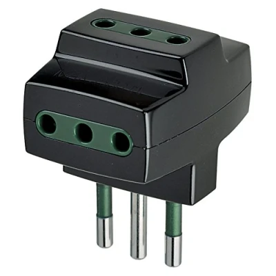 Immagine di Vimar RI.00320N Adattatore elettrico a 3 uscite multispina S11+3P11 nero