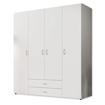 Immagine di Stella Trading BASE, Armadio classico in 3 diverse dimensioni, versatile, ante A battente, bianco, 160 x 177 52 cm, L P