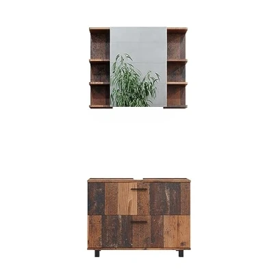 Immagine di Vicco Set di mobili da bagno Ilias, Rovere rustico, 2 parti, mobile base 80 cm