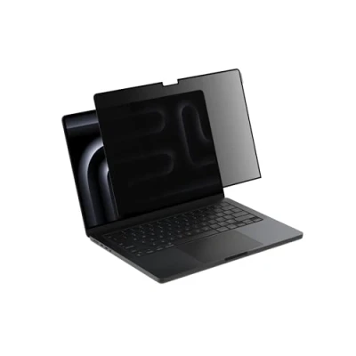 Immagine di Belkin ScreenForce TruePrivacy Pellicola protettiva per MacBook Pro 14 M1, M2, M3, antiriflesso, privacy, durezza 2H, rimovibile e riutilizzabile, fissaggio in silicone, facile applicazione a scatto