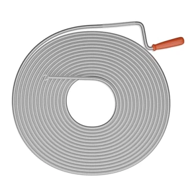 Immagine di Relaxdays Sonda Sturatubi, 15 m, Spirale Sturalavandini Meccanica, per WC, Doccia, Vasca, in Acciaio, Argento Rosso