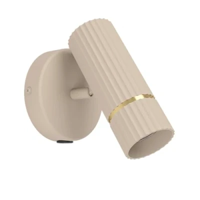 Immagine di Eglo Applique Caminia, lampada a muro per interni con faretti regolabili, interruttore, camera da letto, metallo beige e oro, lampadina GU10, luce bianca calda