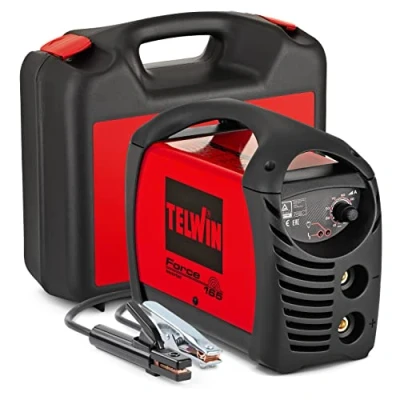Immagine di Telwin 07170085 Force 165 Saldatrice Inverter Ad Elettrodo Completa Di Accessori In Valigetta, 230V, Rosso Nero, 38.5 x 43.5 18.5 cm, 5.5 Kg