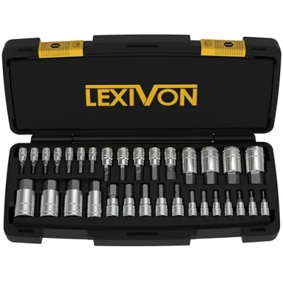 Immagine di LEXIVON Set Chiavi Esagonali, Kit Esagonali Metriche e SAE, Inserti per Avvitatore a Batteria, Milwaukee, Makita, Chiave Dinamometrica Cricchetto, 32 Pezzi (LX 144)