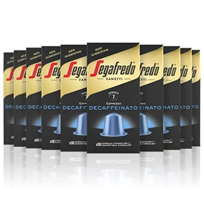 Immagine di Segafredo Zanetti 100 Capsule in Alluminio compatibili con Nespresso Caffè Decaffeinato Metodo naturale (10 Astucci da 10 Capsule) Adatte per Macchine Original