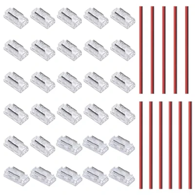 Immagine di GOMING 2pin 5mm COB LED striscia Connettore Kit 22 da a filo Connettori Trasparenti Senza Interruzioni 8 11 Cavi di Prolunga 15cm