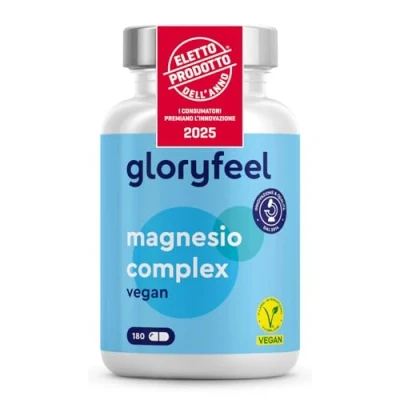 Immagine di Magnesio Completo Vegan, Qualità Premium Testata, con 5 Forme di Alta e Biodisponibilità, Supporto Corpo Mente, Testato in Laboratorio, ad Alto Dosaggio