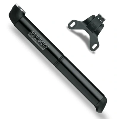Immagine di SKS GERMANY AIRBOY mini pompa (pompa per bicicon sistema di pompaggio a due camere, con 2 parti dell&#039;impugnatura uguali dimensioni, valvole SV/DV, pressione massima: 8 bar, 115 PSI), nero.