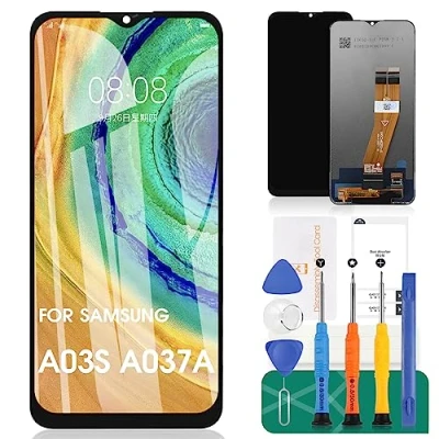 Immagine di per Samsung Galaxy A03S LCD Schermo Sostituzione digitalizzatore A037A A037W A037G Display Touch Screen Assembly Parti di Riparazione Versione 162 Millimetri (Non Adatto A037U A037F A037M) (Nero)