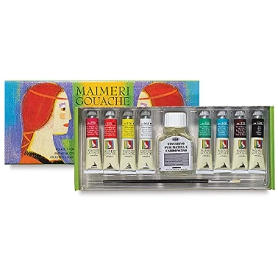 Immagine di Maimeri Scatola Cartone Con 8 Tubi da 20ml Colori a Tempera Extrafini E Accessori