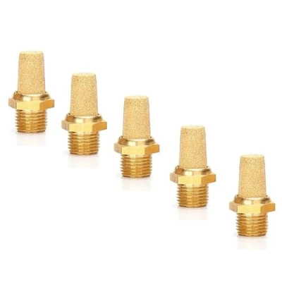 Immagine di Silenziatore pneumatico in bronzo sinterizzato 1/8&quot;, set da 5 silenziatori ad aria compressa di qualità industriale (5, 1/8&quot;)