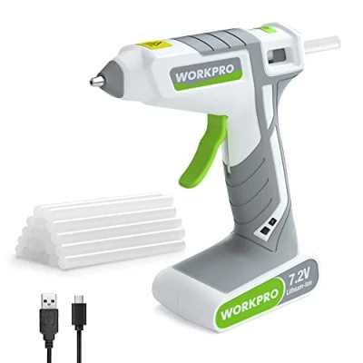 Immagine di WORKPRO Pistola Colla a Caldo Batteria 7,2V, per Ricaricabile con 20 Stick di 7 x 100mm e Cavo Tipo C, Ottimo Fai da te, Artigianato Riparazioni Rapide