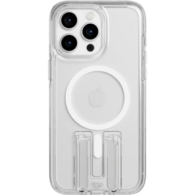 Immagine di tech21 Crystal Kick for iPhone 15 Pro Max, Compatible with MagSafe, Basic case, TPU and Biodegradable material, Clear/White, 12x Military grade protection: 4,9m