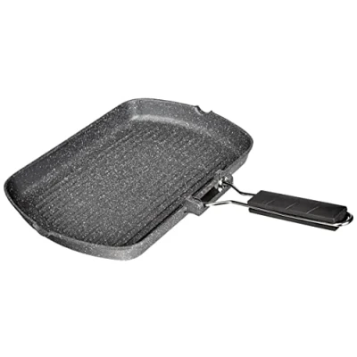 Immagine di Tognana Grill Rettangolare con Manico Pieghevole Mythos, Alluminio, Grigio, 1