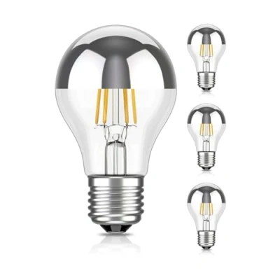 Immagine di ledscom.de 4 pezzi E27 lampadina LED, A60, bianco caldo (2700 K), 4,1 W, 461lm, specchio di testa (argento)