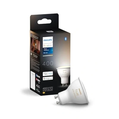 Immagine di Philips Hue Faretto Smart GU10, Luce Bianca da Calda a Fredda, 400lm, Compatibile con Bluetooth, controllo vocale Alexa, Apple Home e Google Assistant