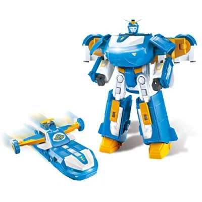 Immagine di Super Wings 3 in 1 World Aircraft Transforming Robot con effetti luminosi e sonori, un Transform a Bot Jett da 2&#039;&#039;, giocattoli Transformer per bambini bambine dai anni su