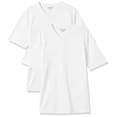 Immagine di Amazon Essentials Maglietta a Maniche Corte con Scollo V dalla vestibilità Standard (Disponibile nelle Taglie Big &amp; Tall) Uomo, Pacco da 2, Bianco, L