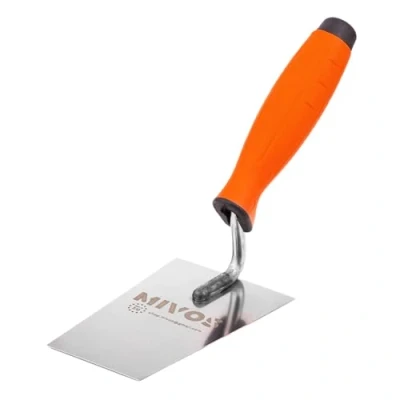 Immagine di Mivos Cazzuola Trapezoidale in Acciaio Inox 130 x 60 mm Spatola a Forma di Trapezio con Impugnatura Gomma per Intonaco Stucco e Lavori Muratura Prodotto UE