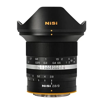 Immagine di NiSi 9 mm F2.8 ASPH, ultra grandangolare, sistema APS C, obiettivo per Canon RF Mount, stella da f4 a f22, fuoco manuale