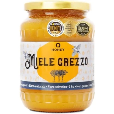 Immagine di Miele Grezzo Puro 1kg, Vincitore della Medaglia d&#039;Oro al Concorso Internazionale Qualità del di Londra 2024 100% Miele, Non Filtrato Direttamente Dall&#039;alveare