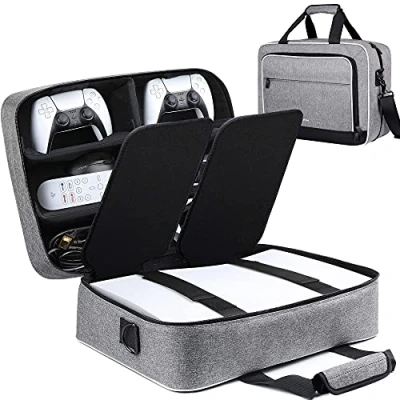Immagine di ZtotopCases per Custodia da Trasporto, Compatibile con Console e Disco/Edizione Digitale, Borsa Controller/Giochi, Cuffie Gioco, Base Accessori Grigio