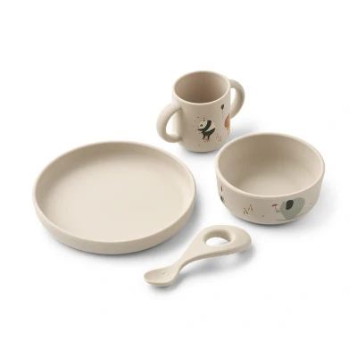Immagine di circus LIEWOOD Vivi set di stoviglie in silicone 4 pezzi / sandy