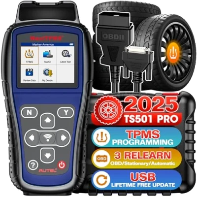 Immagine di Autel MaxiTPMS TS501 PRO Strumento TPMS Sistema di Monitoraggio della Pressione dei Pneumatici Diagnostico per Attivazione Sensori/Riapprendimento/Programmazione TPMS/Ripristino luce