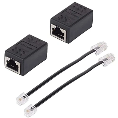Immagine di cavo splitter di rete, adattatore da RJ45 femmina a RJ11 maschio per Ethernet, confezione 2 pezzi, colore nero