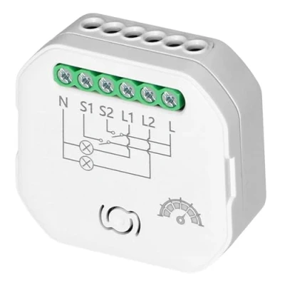 Immagine di Smart Wi Fi 2,4 GHz ricevitore a 2 canali con dimmer, relay, compatibile Alexa, Google Home, controllo vocale, LED adatto