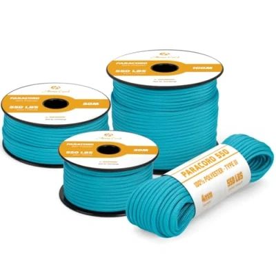 Immagine di Abma Cord Paracord 4mm 30m Corda 550 Tipo III 7 Fili per All&#039;aperto, Sopravvivenza, Campeggio, Fai Da Te Max. 250 kg Turchese