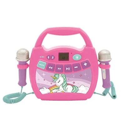 Immagine di Lexibook, Unicorno, Lettore Digitale Karaoke Portatile per Bambini, Microfoni, Effetti Luce, Bluetooth®, Funzioni di Registrazione e Cambio Voce, Rosa, MP320UNIZ