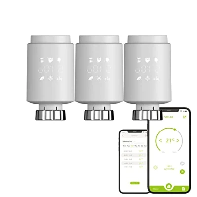 Immagine di Qiumi Valvola del radiatore termostato Zigbee, programmabile intelligente, riscaldatore di temperatura, eTRV, Alexa, controllo vocale Googlehome, il tipo connettore è M30 x 1.5