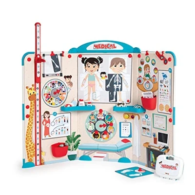 Immagine di Smoby Studio pediatra pratica pieghevole per bambini, gioco di ruolo prescolare, 135 x 41 120 cm, bambini dai 3 anni, 340206, multicolore