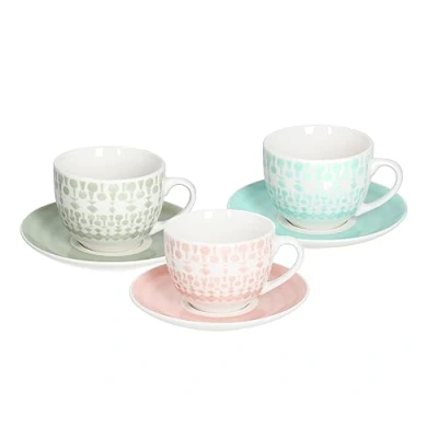 Immagine di Tognana Gipsy Soft, Set 6 Tazze da Tè con Piattino, Porcellana Multicolore, cc 270