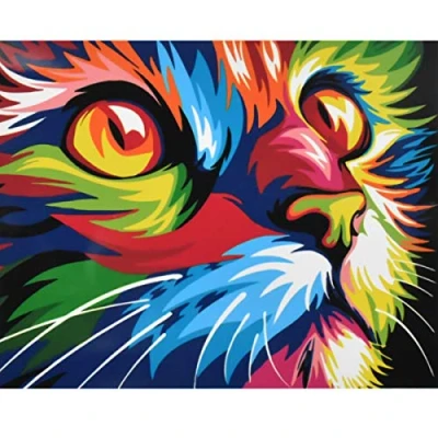 Immagine di NATUCE Dipingere con i Numeri Kit pennelli e pigmento Acrilico, per Adulti Bambini Vernice di Numero Gatto colorato (40 x 50cm, Senza Telaio)