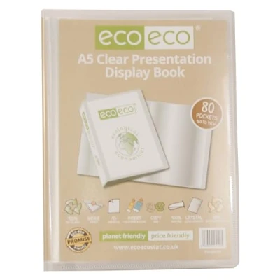 Immagine di eco Eco149 Raccoglitore per presentazioni, formato A5, 50% riciclato, 80 tasche, trasparente, con buste in plastica