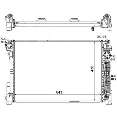 Immagine di NRF 53968 Radiatore motore Alluminio 643 438 40 Alette di raffreddamento saldate MERCEDES BENZ: Classe C T modell, Sedan, E modell